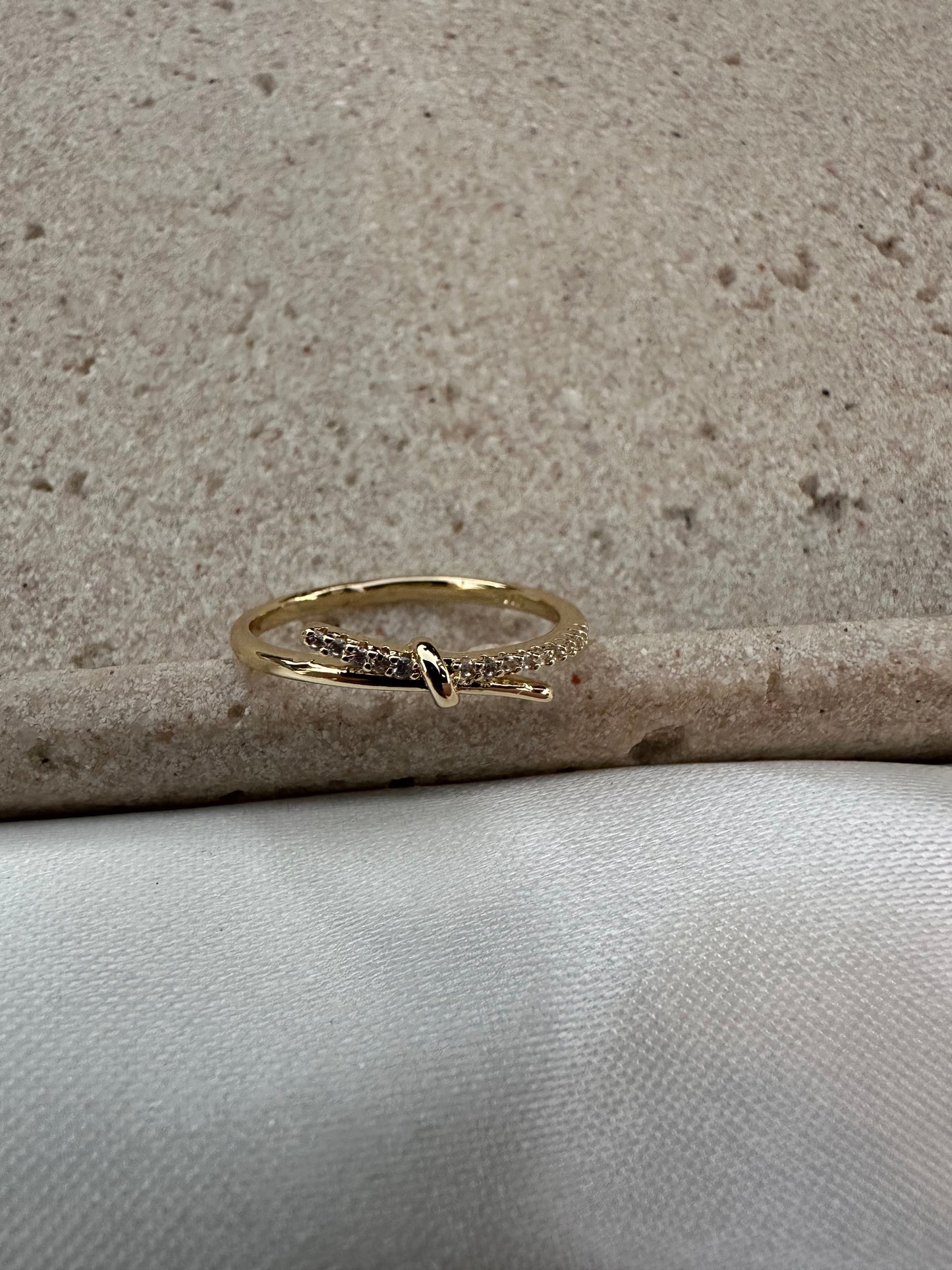 Everluxe Dainty Knot Ring – Gold Plated with CZ Accents