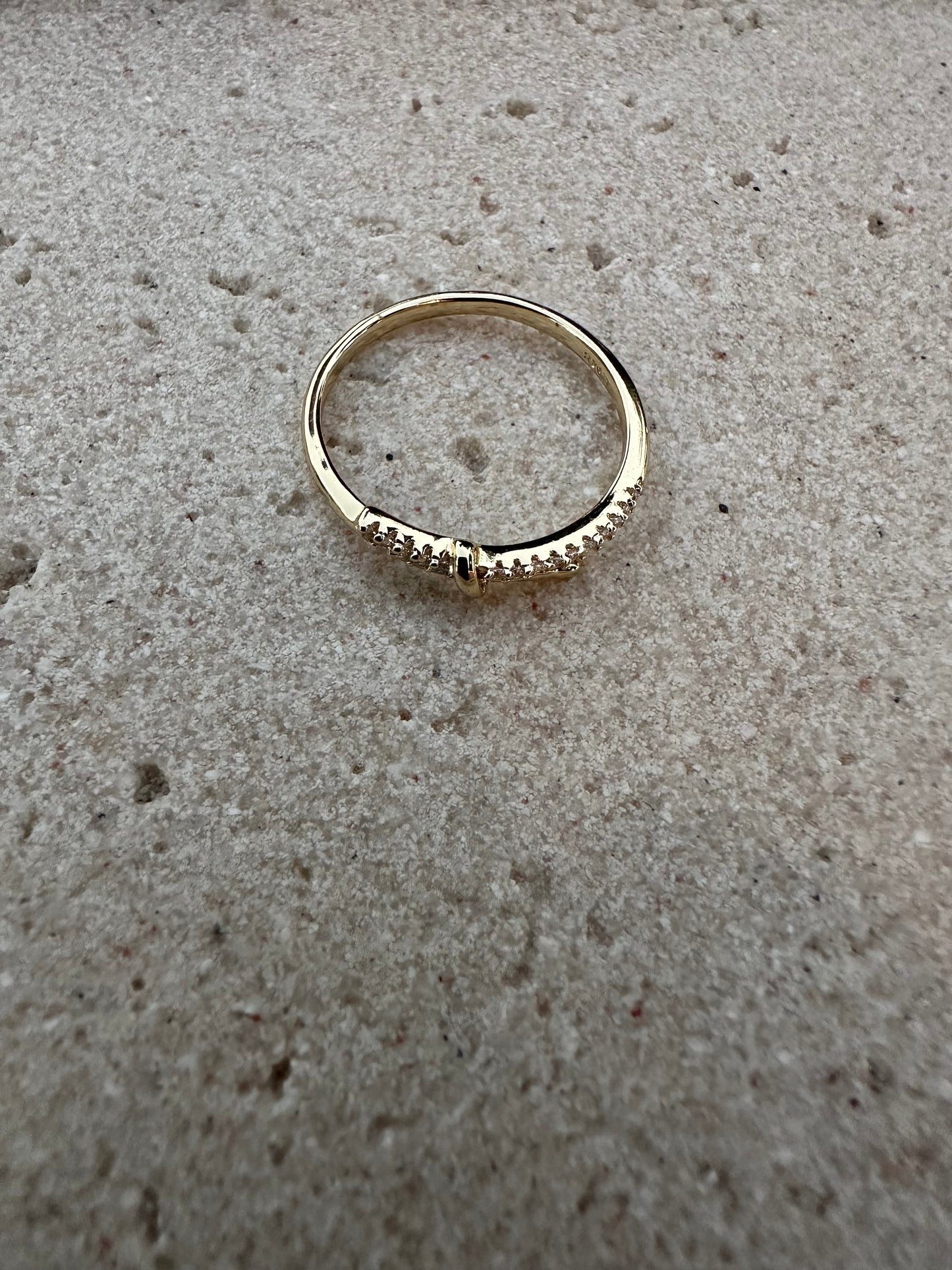 Everluxe Dainty Knot Ring – Gold Plated with CZ Accents