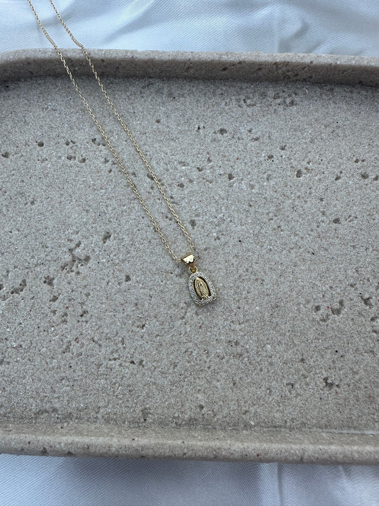 Everluxe Virgen Necklace – Gold Plated with CZ Halo