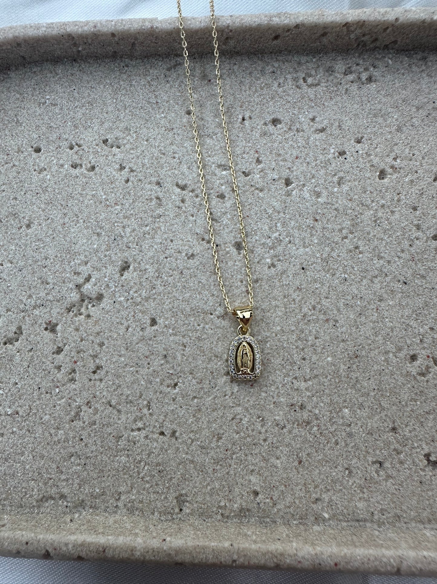Everluxe Virgen Necklace – Gold Plated with CZ Halo